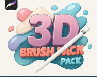 Pinceaux 3D réalistes, ensemble de pinceaux pour lettrage Procreate 3D, pack de pinceaux Procreate 3D, téléchargement immédiat, lettrage 3D pour iPad, pack de pinceaux Procreate