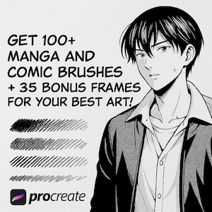 Más de 100 pinceles para manga de Procreate, pinceles de cómic de semitonos, pinceles para manga y cómic de Procreate, pinceles de trama de Procreate, conjunto de pinceles para manga