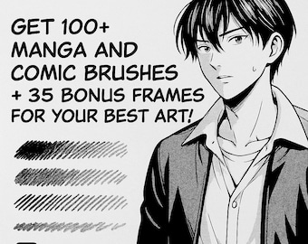 Plus de 100 pinceaux Procreate Manga, Pinceaux Procreate Comics, Pinceaux Procreate Manga et Comics, Pinceaux Procreate Screentone, Jeu de pinceaux Manga