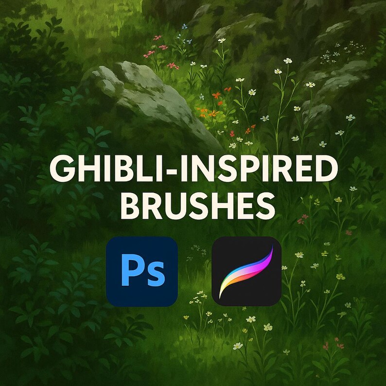 Ghibli Style Brushes for Procreate & Photoshop , Ghibli Brush Pack ...