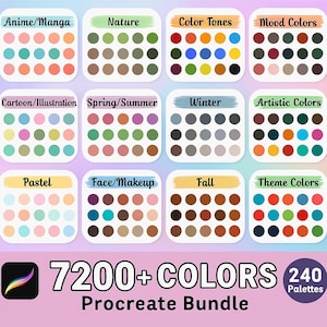 7200 Procreate Swatches , Procreate Color Palette Swatches, Procreate Color Bundle, Digital Color Palettes, iPad Color Swatches with PNG