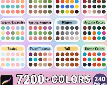 7200 nuanciers Procreate, nuanciers de palette de couleurs Procreate, lot de couleurs Procreate, palettes de couleurs numériques, nuanciers de couleur iPad avec PNG
