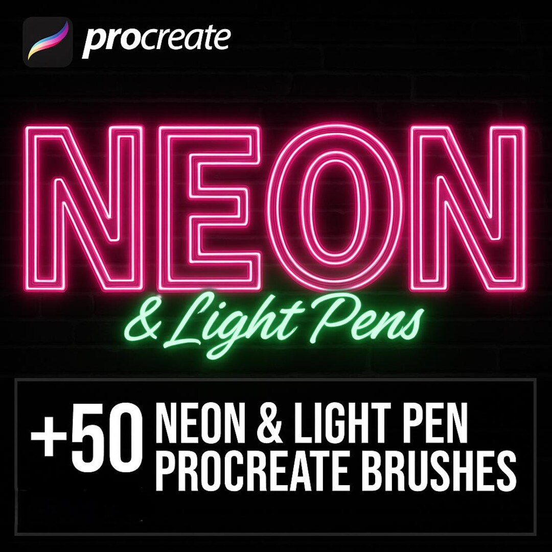 Procreate Neon Brushes | Glowing Light Monoline Lettering Brush ...