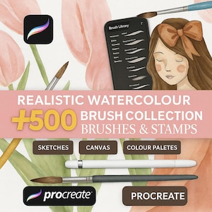 500+ Realistic watercolor. Procreate brushes. Procreate watercolor bundle. Procreate watercolor texture brushes. Procreate watercolor stamps