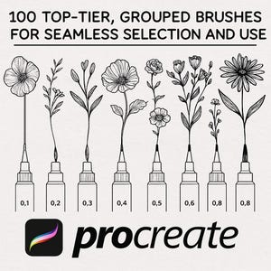 Procreate - 100+ Fine Liner Brush Set | Micron pen Fineliners, Stipple Brushes, inking and lineart | Instant Download