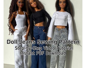 Barbie Jeans Sewing Pattern | Realistic Doll Clothes (PDF Download + Video)