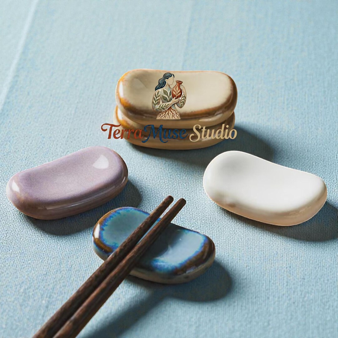 Japanese Ceramic Chopstick Holder Set, Glazed Pottery Rests, Minimalist ...