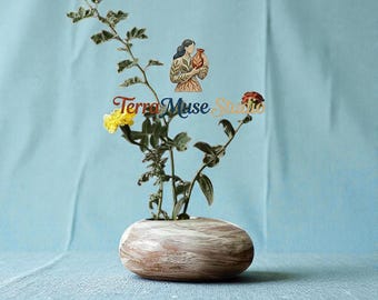 Jarrón japonés Wabi Sabi Ikebana, soporte de cerámica con forma de rana, estilo rústico minimalista, decoración zen para el hogar, rana con alfiler Kenzan