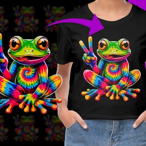 Hippie Frog Tie-Dye Colorful PNG, Free Commercial use, Instant Download