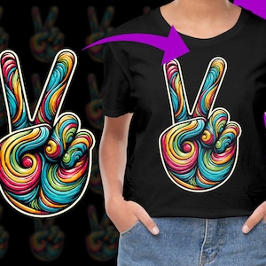 Groovy Peace Sign Hippy PNG, Free Commercial use, Instant Download