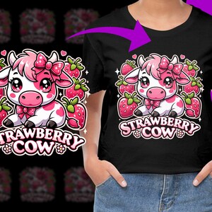 Pink Strawberry Cow PNG, Free Commercial use, Instant Download