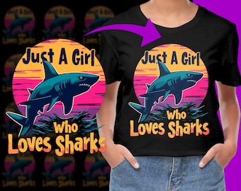 Just a Girl who loves Sharks Shark Week Surfing Ocean Animals PNG, Free Commercial use, Instant Download