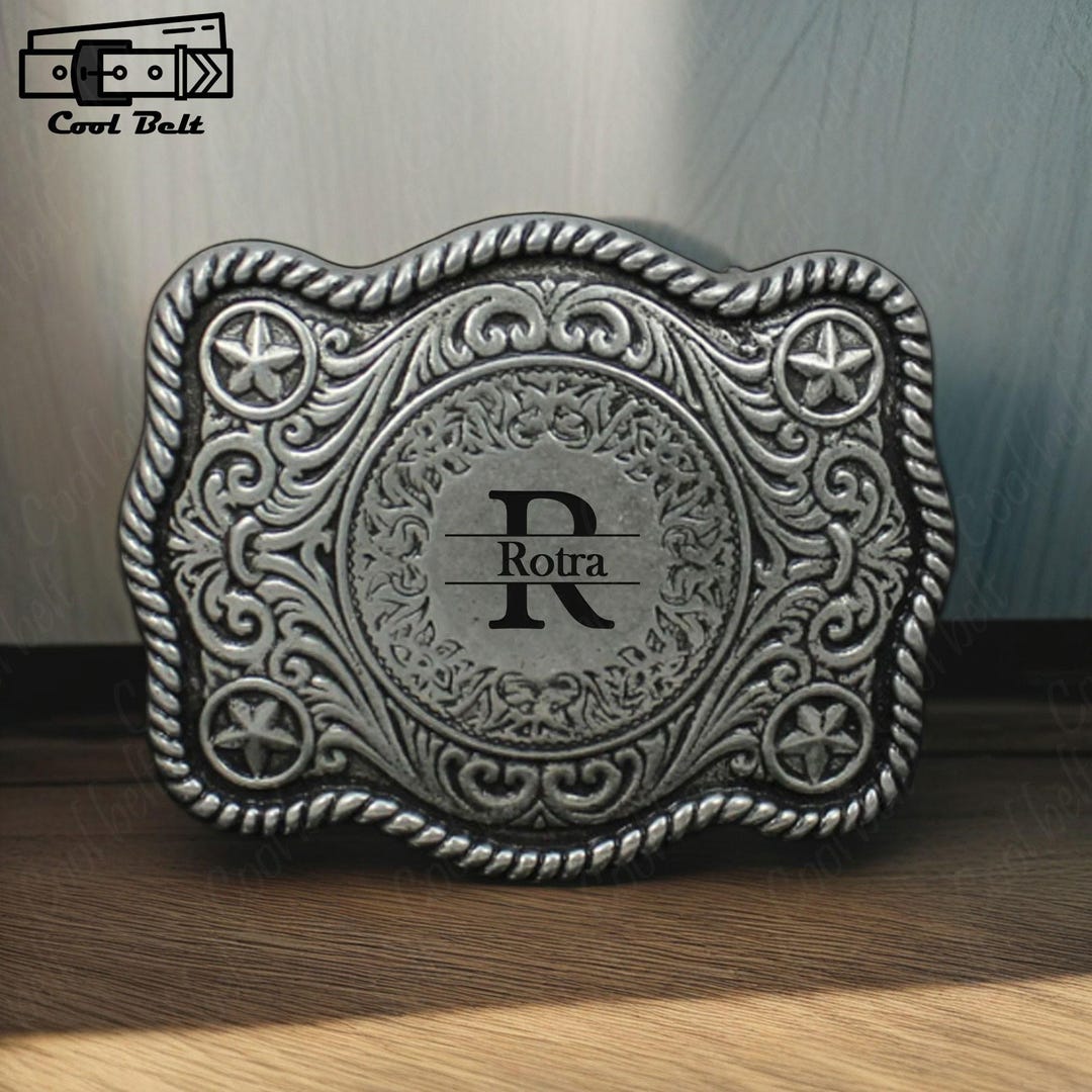 Personalized Western Belt Buckles, Engrave Initial Cowboy Belt Buckles ...
