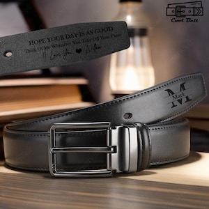 Personalized Leather Men&#39;s Belt, Engraved Leather Belt, Custom Belt for Men, Unique Father’s Day Gifts for Boyfriend, Stylish Gifts for Him