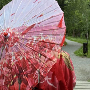 Ombrellone cinese, ombrellone tradizionale cinese elegante asiatico, ombrellone per protezione solare, ombrellone con protezione UV, ombrellone rosso, ombrellone UV
