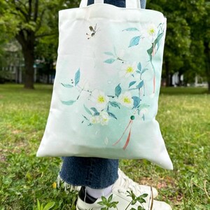 Watercolor styled cotton bag, Eco-friendly aesthetic shopping bag, 100% Cotton Tote Bag, bag for life, flowers bag, cotton shopping bag