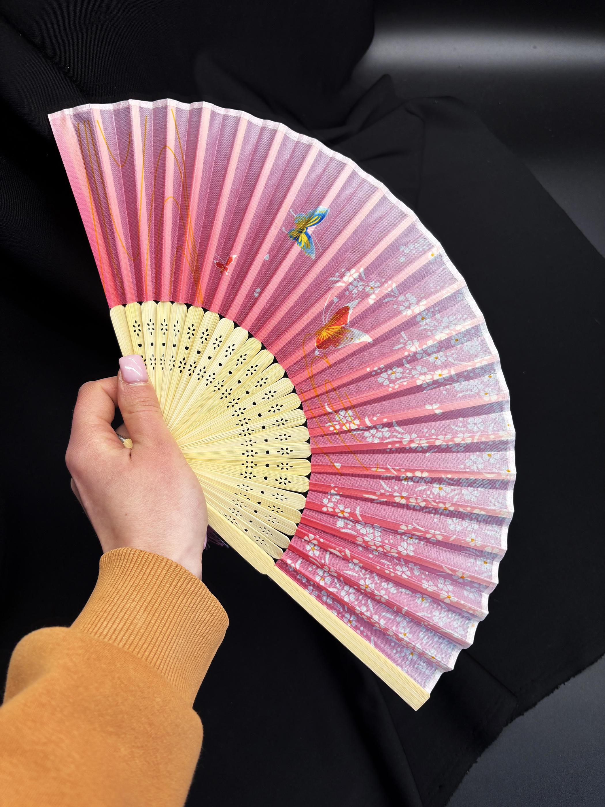 Japanese Floral Foldable Fan: Stylish Bamboo Hand Fan - Etsy