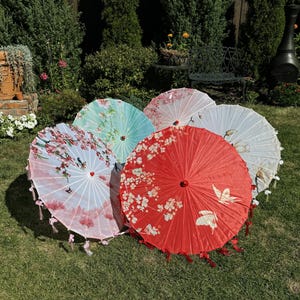 Colorfull flower Japanese parasol, Traditional Elegant Asian Parasol, Thai Decorative Bamboo Umbrella for Sun Protection, uv parasol