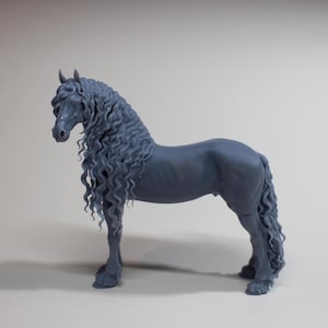 Standing Friesian Stallion (No Bridle version) - Unpainted Resin Model Horse - BreathTime