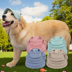 Corduroy Dog Sun Hat – Lightweight Adjustable Pet Cap for Summer, UV Protection Dog Visor, Dog Baseball Cap, Stylish Outdoor Dog Accessory