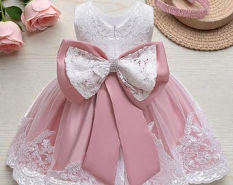 LZH Newborn Baby Girl Princess Dress with Headband – Toddler Birthday, Wedding, Christening & Holiday Outfit