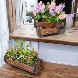 Blumentopf aus Holz für Outdoor Garden Decor - Sukkulentenpflanze Topfpflanzer für Büro & Wohnkultur