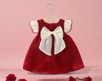 Red Baby Girl Flutter Sleeve Bow Dress