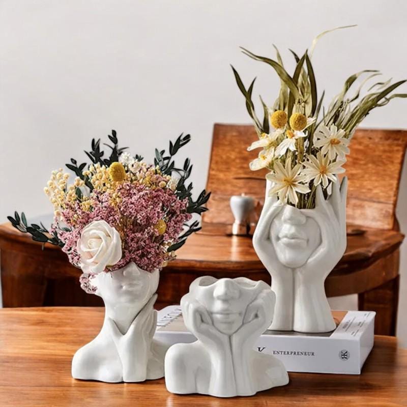 Abstract Human Face Flower Vase