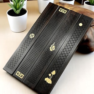 Handmade Wooden Incense Holder Box – Hollow Carved Black Sandalwood Burner for Stick Incense & Home Decor
