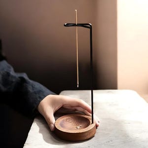 Unique Upside Down Incense Burner, Wooden Round Incense Tray Holder, Yoga Bedroom Decor, Aromatherapy Ornament