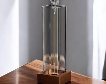 Wooden Incense Stick Holder: Glass Ash Catcher, Buddhism Decor