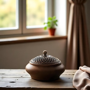 Solid Walnut Wood Incense Burner, Vintage Sandalwood Base, Creative Aromatherapy Stove for Home Decor and Relaxation