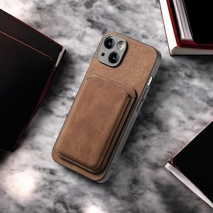 Monogram Leather iPhone 16 case, Customized Card Holder iPhone 15 case, Sleek Protective iPhone 13 Pro Max case