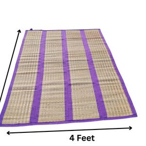 Handwoven Madurkathi Grass Chatai Mat: Foldable Yoga Rug, 48x70 Inch