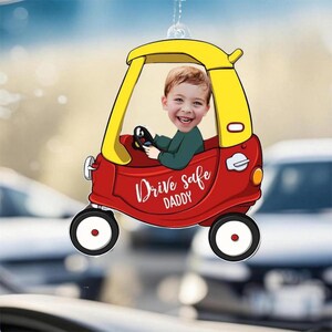 カスタムベビーフォトカーハンギング、安全運転パパ、アクリルカーフォトオーナメント、お父さんと旦那さんへの父の日ギフト、彼へのギフト、パパへのギフト