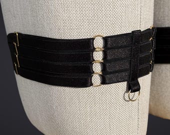 Thigh harness, black lingerie leg garter harness, thigh harness lingerie, bondage harness for women, bdsm jewelry, erotic strappy lingerie