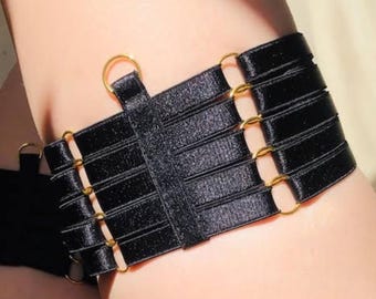Thigh harness, black lingerie leg garter harness, thigh harness lingerie, bondage harness for women, bdsm jewelry, erotic strappy lingerie