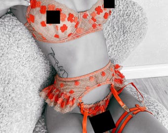 Transparent orange lingerie see through, sheer bra panties lingerie,see through lingerie sets, sheer ladies lingerie,babydoll sissy lingerie