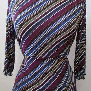 Geometric pattern mix stripe prints tunic top with 3/4 sleeves plus made in U.S.A V142 image 3