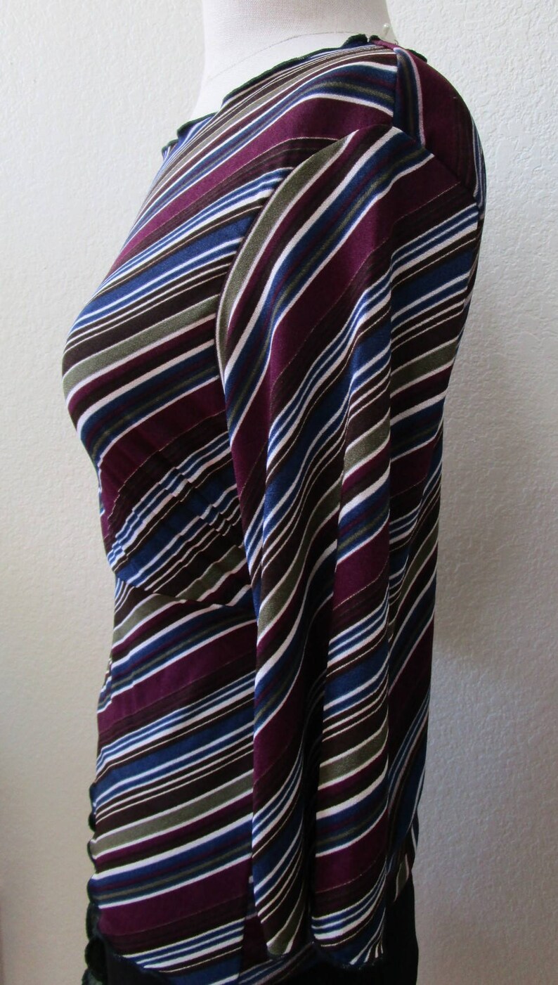 Geometric pattern mix stripe prints tunic top with 3/4 sleeves plus made in U.S.A V142 image 4
