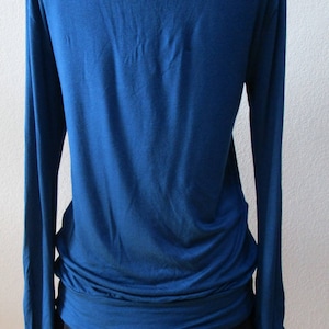 royal blue v-neck top with gathered design plus made in USA V176 image 5