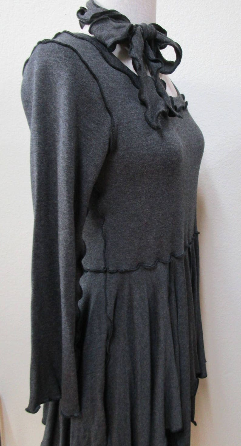 dark gray color long sleeve top with separate belt plus made in USA. vn107 image 4