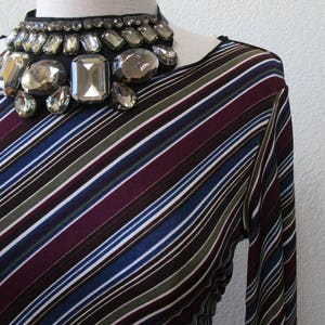 Geometric pattern mix stripe prints tunic top with 3/4 sleeves plus made in U.S.A V142 image 2