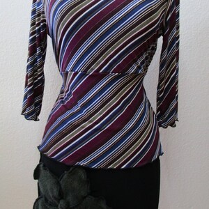 Geometric pattern mix stripe prints tunic top with 3/4 sleeves plus made in U.S.A V142 image 1