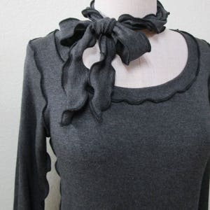 dark gray color long sleeve top with separate belt plus made in USA. vn107 image 3