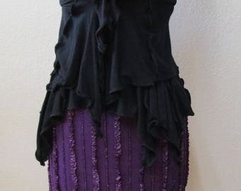 Hand made Purple color A-Line skirt with pleated design plus made in USA(vn86)