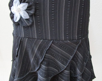 black and white color with  black ruffled and stitching skirt or tube dress with 1 rose decoration design plus made in USA (vn 62)