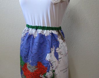 World map design dress with rose decoration plus made in USA product.(vn93)