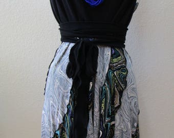 Retro print long skirt or tube dress (v24)