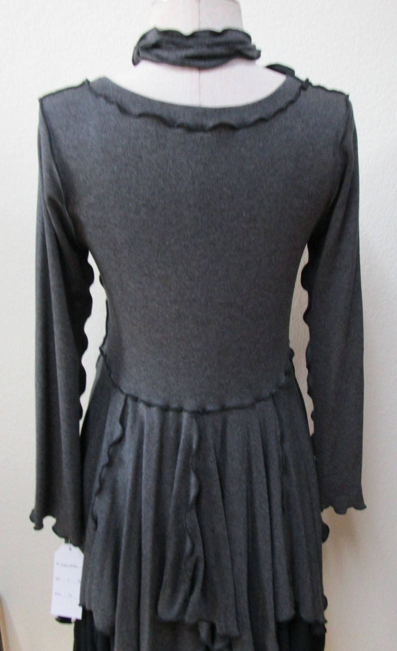 dark gray color long sleeve top with separate belt plus made in USA. vn107 image 5